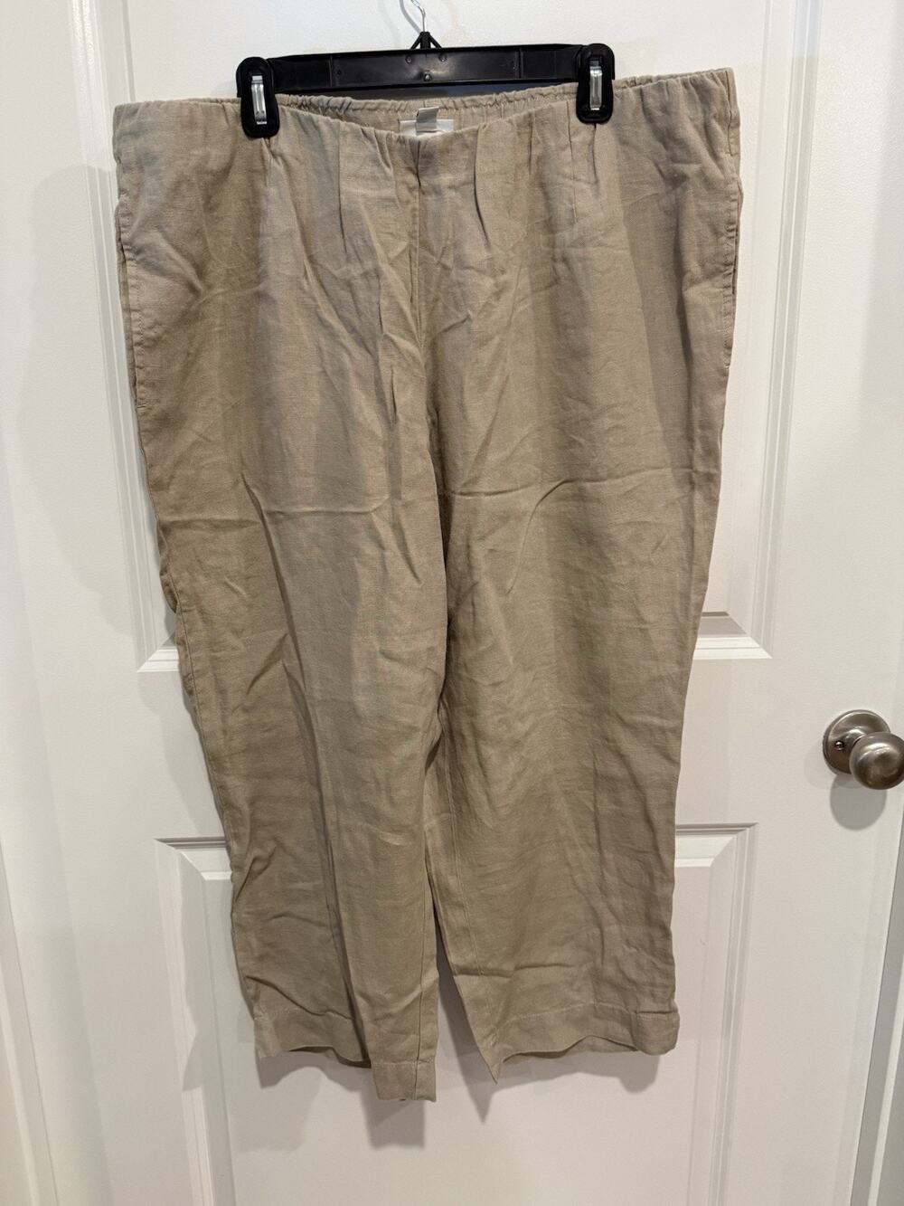J Jill Love Linen Pull On Cropped Wide Leg Pants Size 2X Khaki Coastal Beach NWT